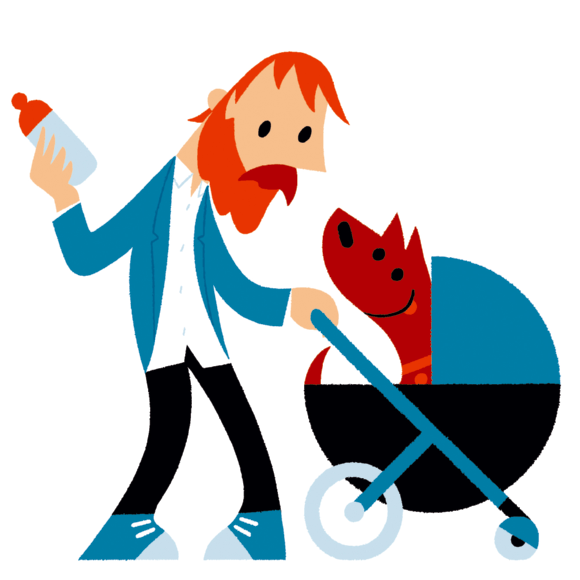 kinderwagen fles hond vader