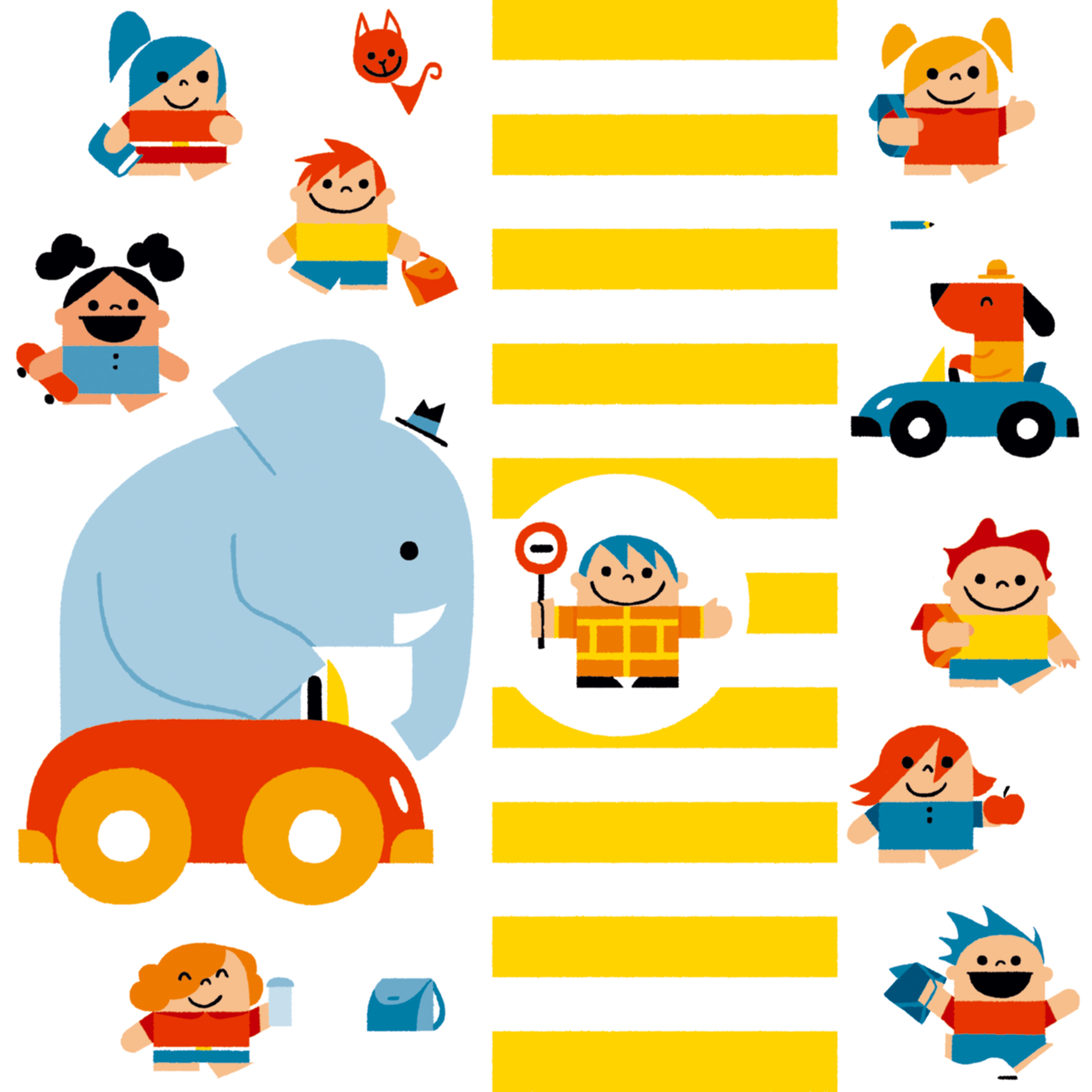 zebrapad auto klaar-over olifant kinderen